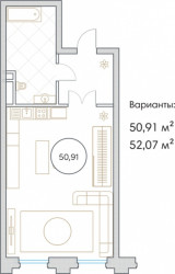 Однокомнатная квартира 50.91 м²