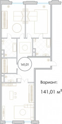 Трёхкомнатная квартира 141.01 м²